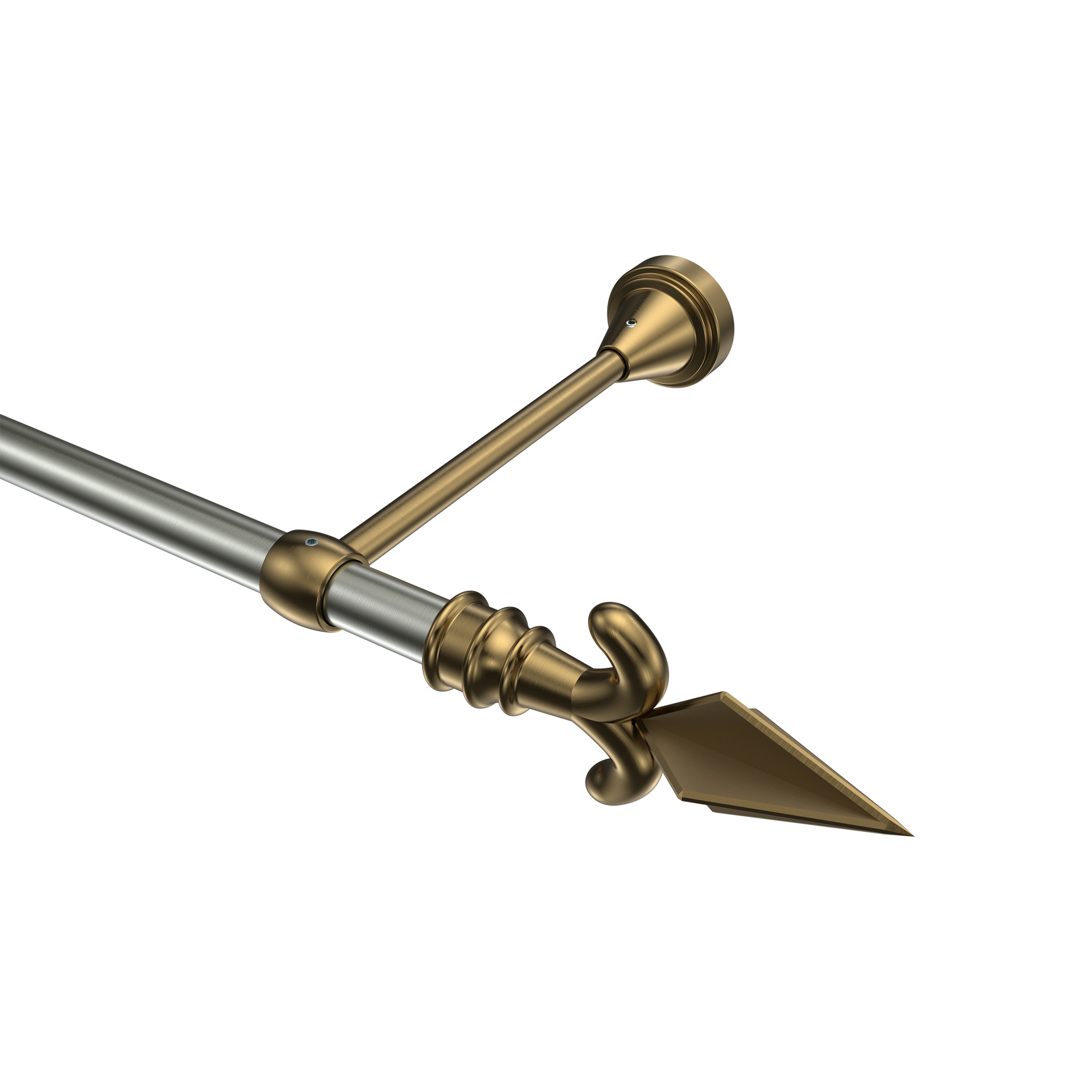 Vorhangstange Edelstahl-Optik / Messing Antik, Metall 16 mm Ø Primus Matteo Vorhangstange Edelstahl-Optik / Messing Antik, Metall 16 mm Ø Primus Matteo