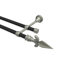 Vorhangstange Schwarz / Chrom matt, Metall 16 mm Ø Primus Matteo, zweiläufig Vorhangstange Schwarz / Chrom matt, Metall 16 mm Ø Primus Matteo, zweiläufig