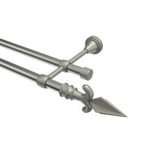 Gardinenstange Edelstahl-Optik / Chrom matt, Metall 16 mm Ø Primus Matteo, zweiläufig Gardinenstange Edelstahl-Optik / Chrom matt, Metall 16 mm Ø Primus Matteo, zweiläufig