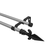 Gardinenstange Silbergrau / Schwarz, Metall 16 mm Ø Olymp Matteo, 2-läufig Gardinenstange Silbergrau / Schwarz, Metall 16 mm Ø Olymp Matteo, 2-läufig