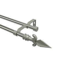 Gardinenstange Edelstahl-Optik / Chrom matt, Metall 16 mm Ø Olymp Matteo, zweiläufig Gardinenstange Edelstahl-Optik / Chrom matt, Metall 16 mm Ø Olymp Matteo, zweiläufig