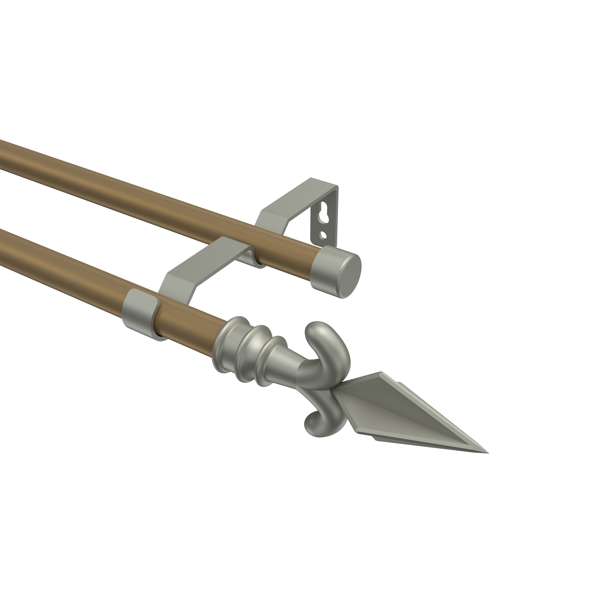 Gardinenstange Gold matt / Chrom matt, Metall 16 mm Ø Olymp Matteo, zweiläufig Gardinenstange Gold matt / Chrom matt, Metall 16 mm Ø Olymp Matteo, zweiläufig