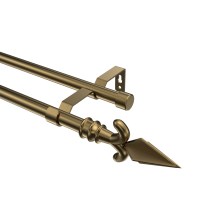 Gardinenstange Messing Antik, Metall 16 mm Ø Olymp Matteo, 2-läufig Gardinenstange Messing Antik, Metall 16 mm Ø Olymp Matteo, 2-läufig