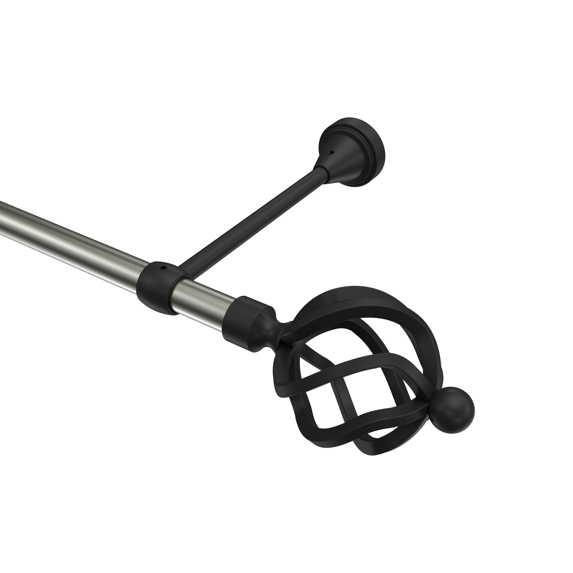 Gardinenstange Edelstahl-Optik / Schwarz, Metall 16 mm Ø Primus Paolo Gardinenstange Edelstahl-Optik / Schwarz, Metall 16 mm Ø Primus Paolo