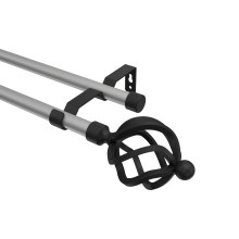 Vorhangstange Silbergrau / Schwarz, Metall 16 mm Ø Olymp Paolo, 2-läufig Vorhangstange Silbergrau / Schwarz, Metall 16 mm Ø Olymp Paolo, 2-läufig