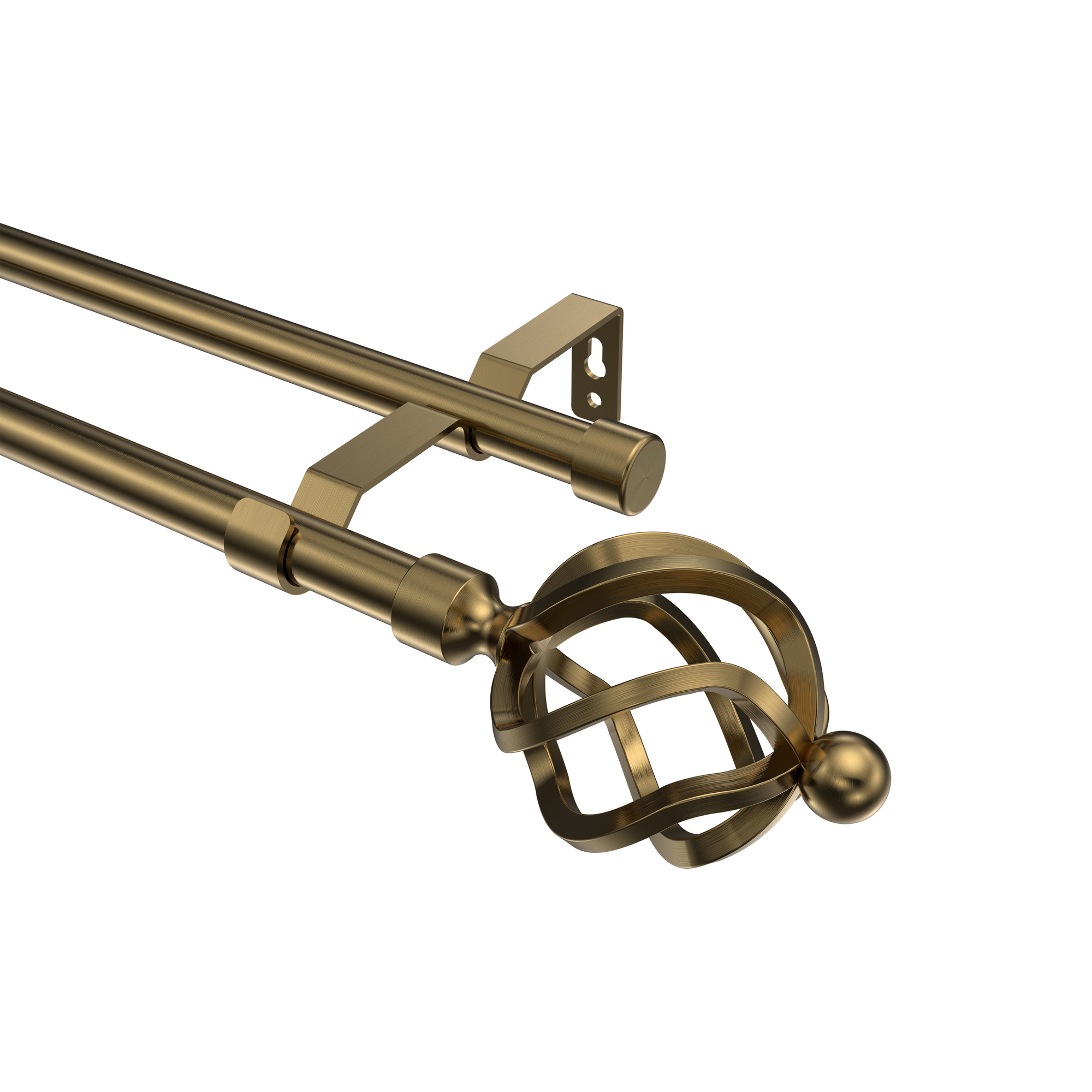 Vorhangstange Messing Antik, Metall 16 mm Ø Olymp Paolo, 2-läufig Vorhangstange Messing Antik, Metall 16 mm Ø Olymp Paolo, 2-läufig