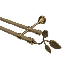 Vorhangstange Gold matt / Messing Antik, Metall 16 mm Ø Primus Alessia, doppelläufig Vorhangstange Gold matt / Messing Antik, Metall 16 mm Ø Primus Alessia, doppelläufig