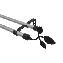 Gardinenstange Silbergrau / Schwarz, Metall 16 mm Ø Olymp Alessia, 2-läufig Gardinenstange Silbergrau / Schwarz, Metall 16 mm Ø Olymp Alessia, 2-läufig