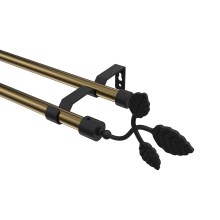 Gardinenstange Messing Antik / Schwarz, Metall 16 mm Ø Olymp Alessia, zweiläufig Gardinenstange Messing Antik / Schwarz, Metall 16 mm Ø Olymp Alessia, zweiläufig