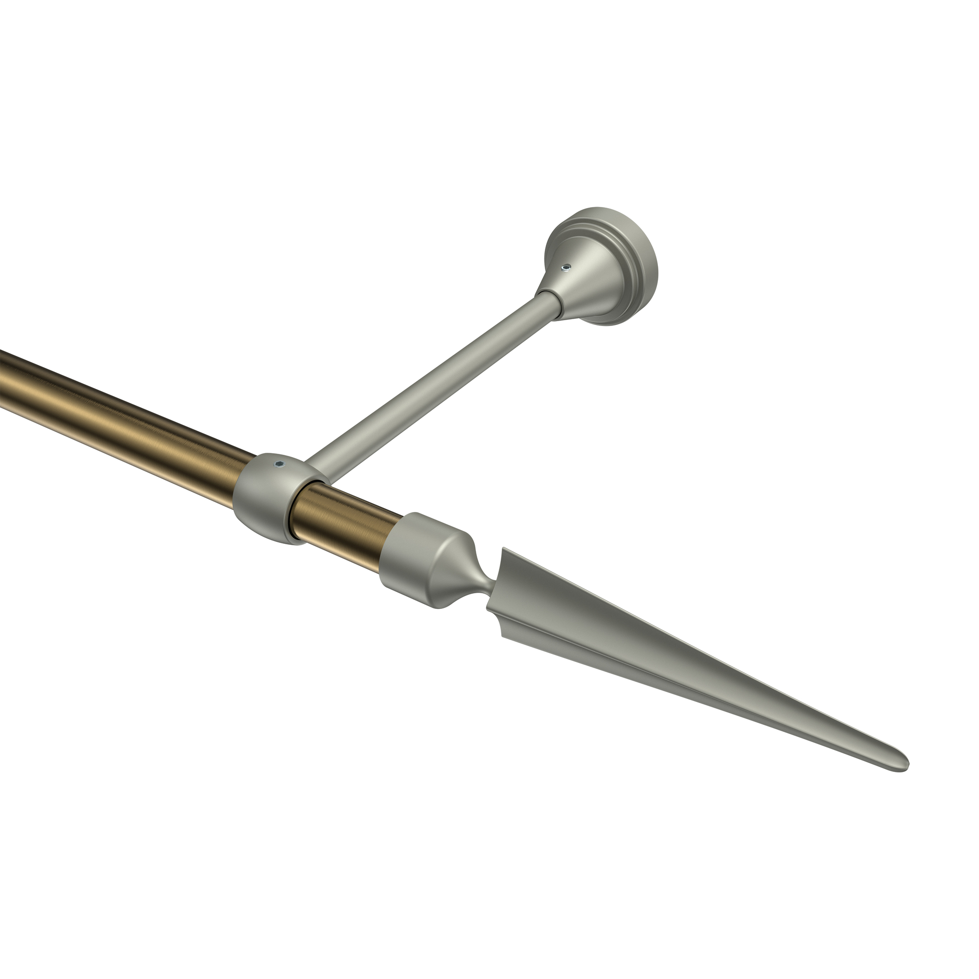 Gardinenstange Messing Antik / Chrom matt, Metall 16 mm Ø Primus Lorenzo Gardinenstange Messing Antik / Chrom matt, Metall 16 mm Ø Primus Lorenzo