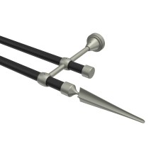 Gardinenstange Schwarz / Chrom matt, Metall 16 mm Ø Primus Lorenzo, zweiläufig Gardinenstange Schwarz / Chrom matt, Metall 16 mm Ø Primus Lorenzo, zweiläufig