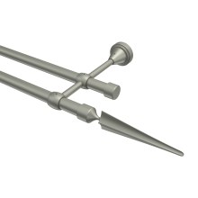 Gardinenstange Chrom matt, Metall 16 mm Ø Primus Lorenzo, 2-läufig Gardinenstange Chrom matt, Metall 16 mm Ø Primus Lorenzo, 2-läufig