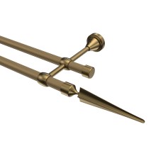 Gardinenstange Gold matt / Messing Antik, Metall 16 mm Ø Primus Lorenzo, doppelläufig Gardinenstange Gold matt / Messing Antik, Metall 16 mm Ø Primus Lorenzo, doppelläufig