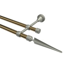 Gardinenstange Messing Antik / Chrom matt, Metall 16 mm Ø Primus Lorenzo, doppelläufig Gardinenstange Messing Antik / Chrom matt, Metall 16 mm Ø Primus Lorenzo, doppelläufig