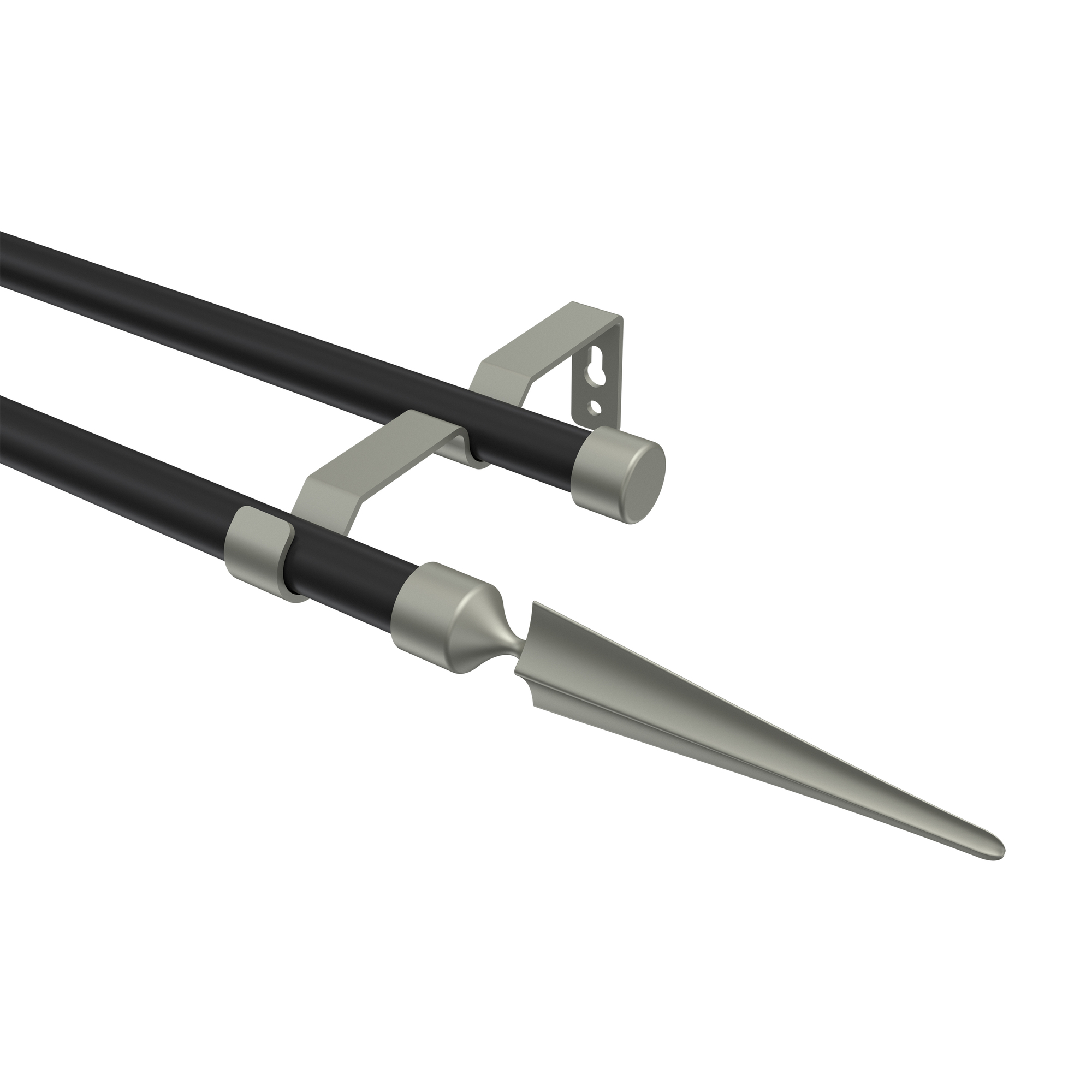 Vorhangstange Schwarz / Chrom matt, Metall 16 mm Ø Olymp Lorenzo, zweiläufig Vorhangstange Schwarz / Chrom matt, Metall 16 mm Ø Olymp Lorenzo, zweiläufig