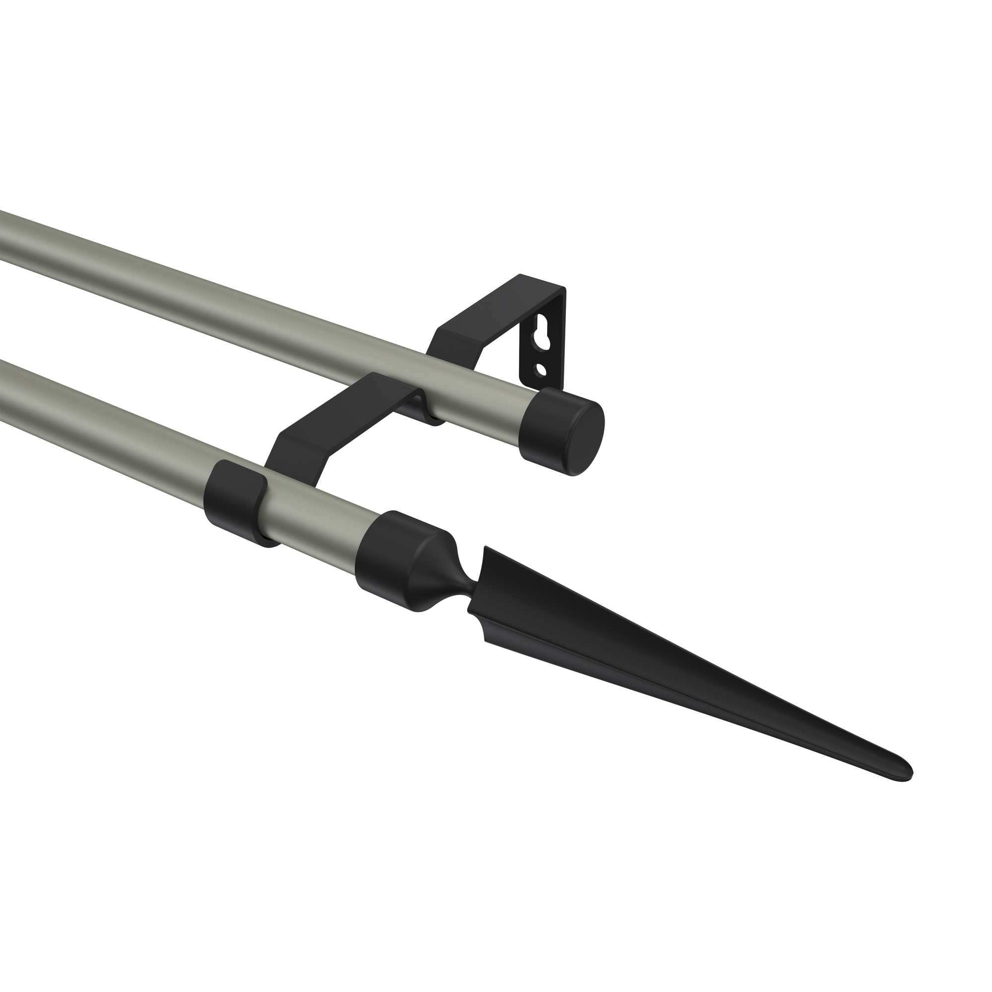 Gardinenstange Chrom matt / Schwarz, Metall 16 mm Ø Olymp Lorenzo, zweiläufig Gardinenstange Chrom matt / Schwarz, Metall 16 mm Ø Olymp Lorenzo, zweiläufig