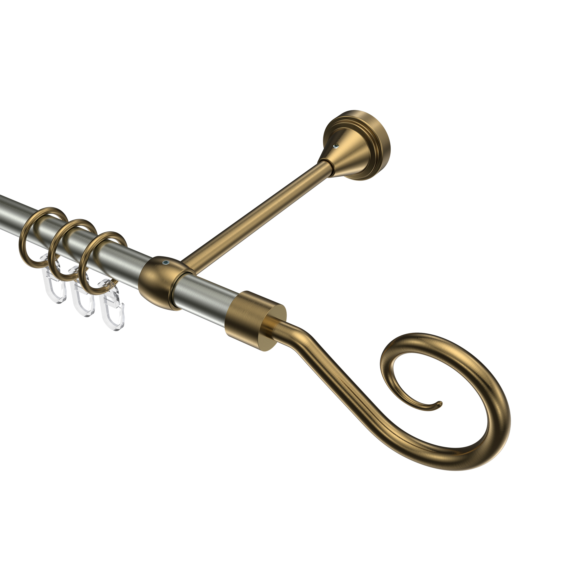 Gardinenstange Edelstahl-Optik / Messing Antik, Metall 16 mm Ø Primus Allegra Gardinenstange Edelstahl-Optik / Messing Antik, Metall 16 mm Ø Primus Allegra