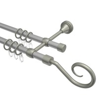Vorhangstange Silbergrau / Chrom matt, Metall 16 mm Ø Primus Allegra, 2-läufig Vorhangstange Silbergrau / Chrom matt, Metall 16 mm Ø Primus Allegra, 2-läufig