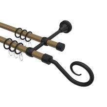 Vorhangstange Gold matt / Schwarz, Metall 16 mm Ø Primus Allegra, zweiläufig Vorhangstange Gold matt / Schwarz, Metall 16 mm Ø Primus Allegra, zweiläufig