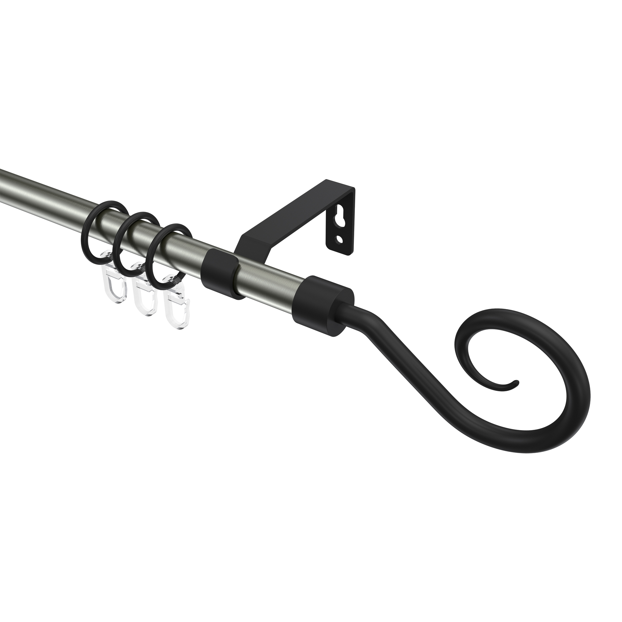 Vorhangstange Edelstahl-Optik / Schwarz, Metall 16 mm Ø Olymp Allegra Vorhangstange Edelstahl-Optik / Schwarz, Metall 16 mm Ø Olymp Allegra