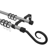 Vorhangstange Silbergrau / Schwarz, Metall 16 mm Ø Olymp Allegra, 2-läufig Vorhangstange Silbergrau / Schwarz, Metall 16 mm Ø Olymp Allegra, 2-läufig