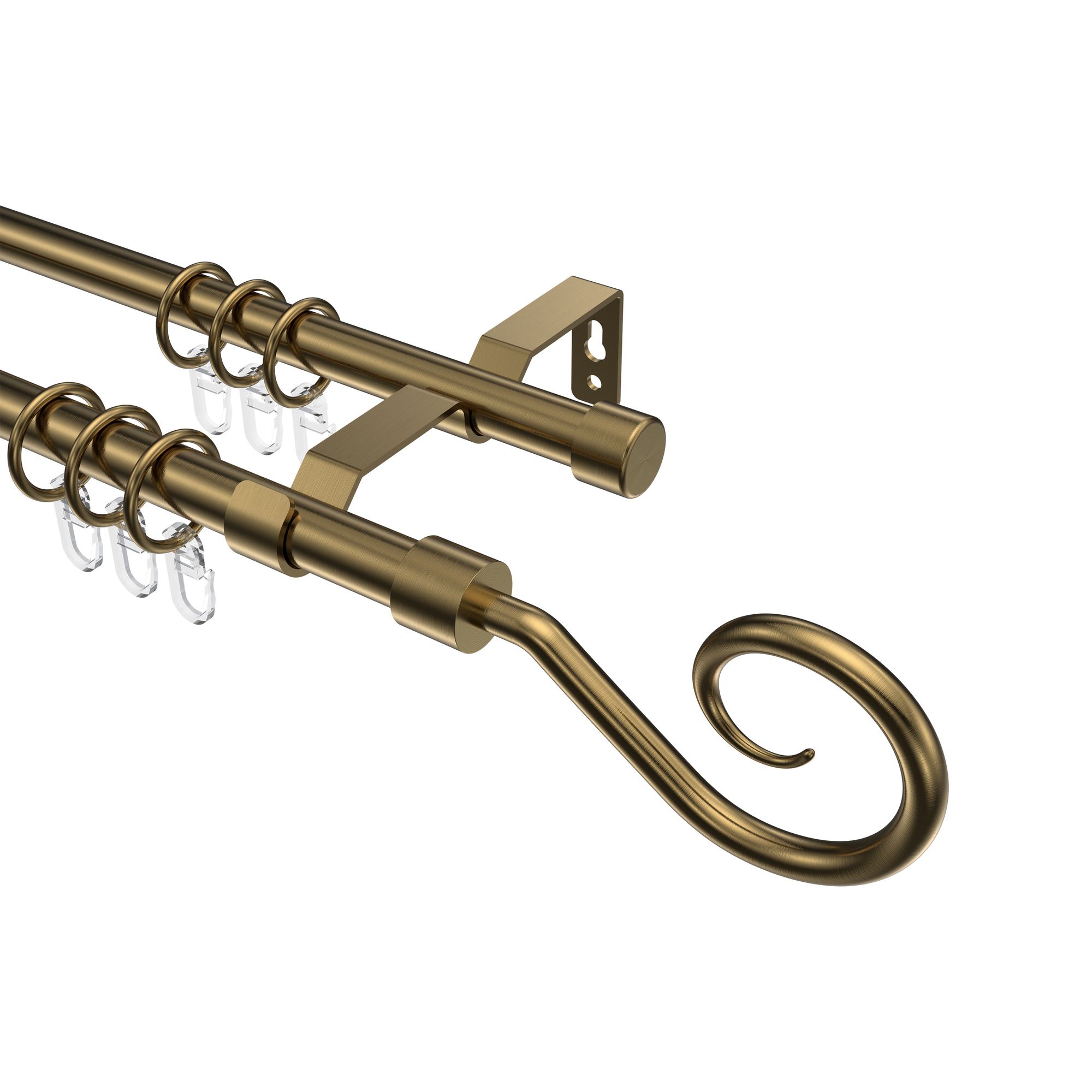Gardinenstange Messing Antik, Metall 16 mm Ø Olymp Allegra, 2-läufig Gardinenstange Messing Antik, Metall 16 mm Ø Olymp Allegra, 2-läufig