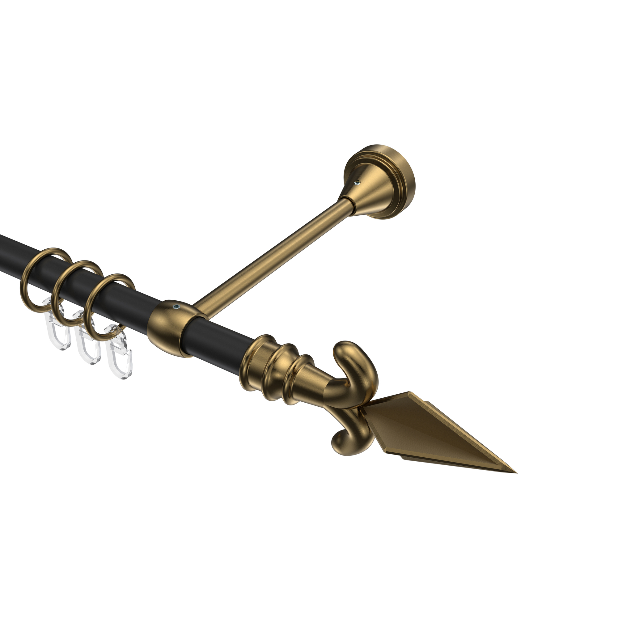 Gardinenstange Schwarz / Messing Antik, Metall 16 mm Ø Primus Matteo Gardinenstange Schwarz / Messing Antik, Metall 16 mm Ø Primus Matteo