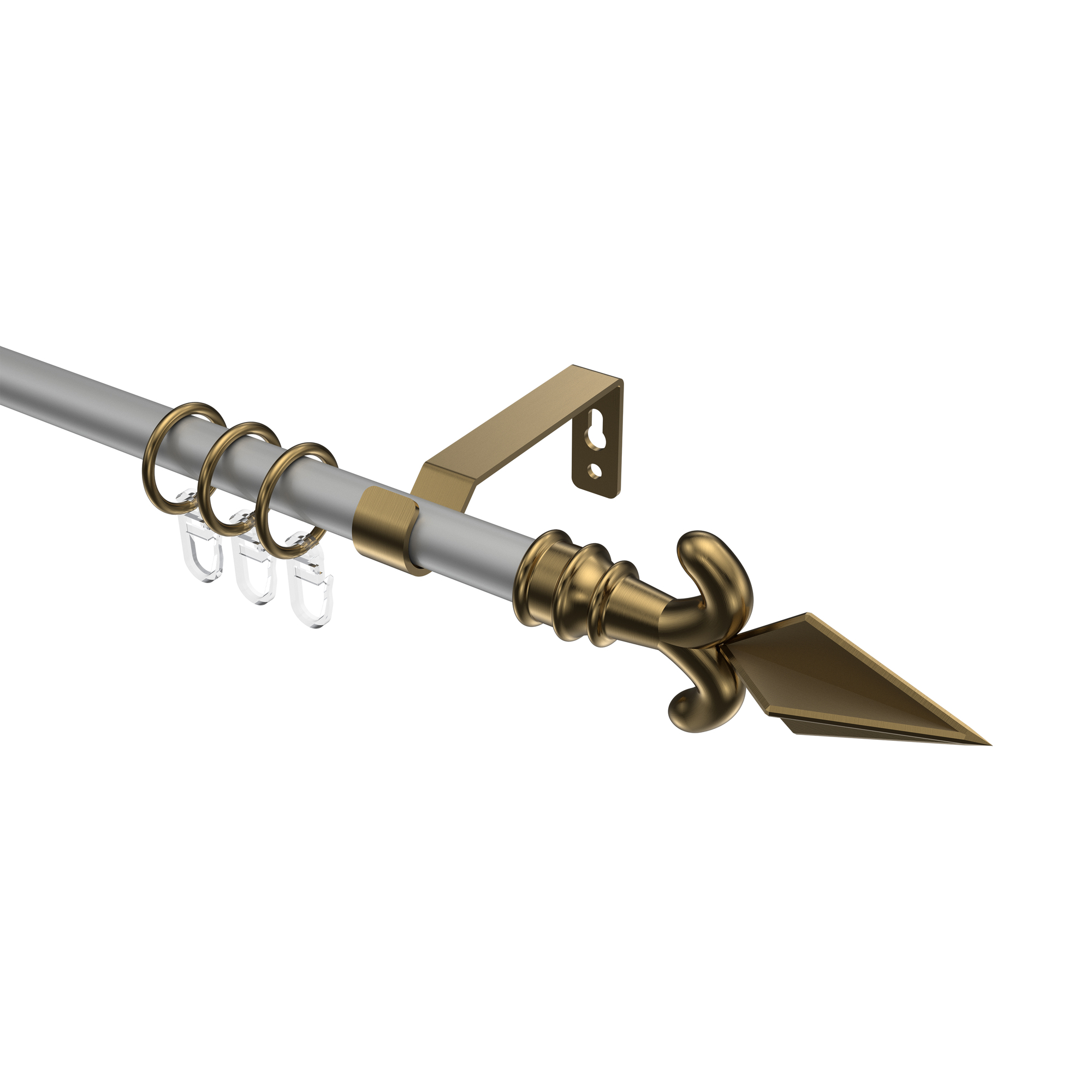 Vorhangstange Silbergrau / Messing Antik, Metall 16 mm Ø Olymp Matteo Vorhangstange Silbergrau / Messing Antik, Metall 16 mm Ø Olymp Matteo