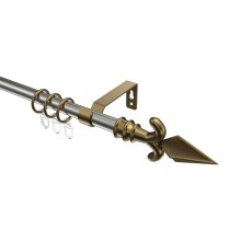 Gardinenstange Edelstahl-Optik / Messing Antik, Metall 16 mm Ø Olymp Matteo Gardinenstange Edelstahl-Optik / Messing Antik, Metall 16 mm Ø Olymp Matteo