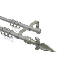 Gardinenstange Silbergrau / Chrom matt, Metall 16 mm Ø Olymp Matteo, zweiläufig Gardinenstange Silbergrau / Chrom matt, Metall 16 mm Ø Olymp Matteo, zweiläufig