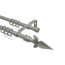 Gardinenstange Chrom matt, Metall 16 mm Ø Olymp Matteo, 2-läufig Gardinenstange Chrom matt, Metall 16 mm Ø Olymp Matteo, 2-läufig