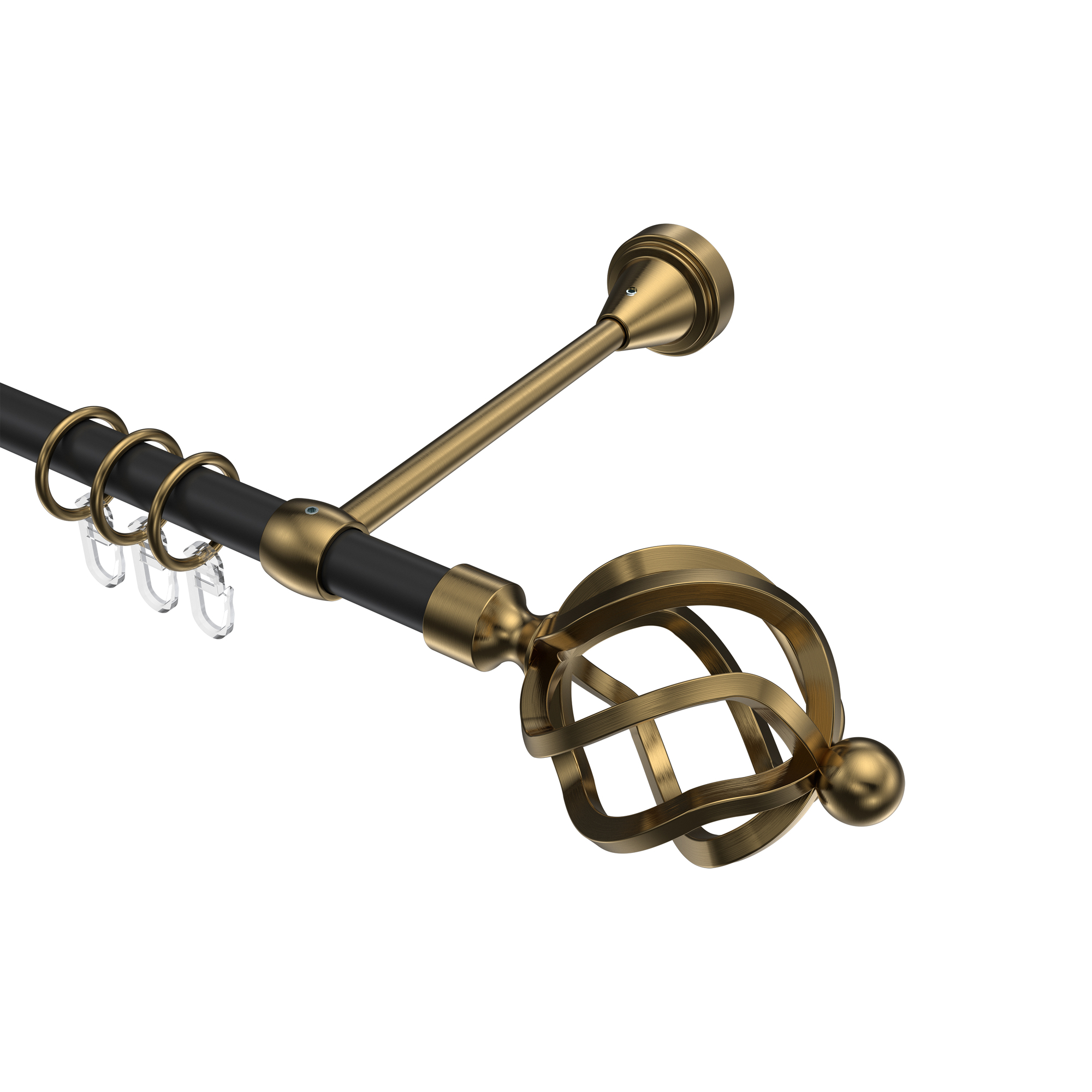 Gardinenstange Schwarz / Messing Antik, Metall 16 mm Ø Primus Paolo Gardinenstange Schwarz / Messing Antik, Metall 16 mm Ø Primus Paolo