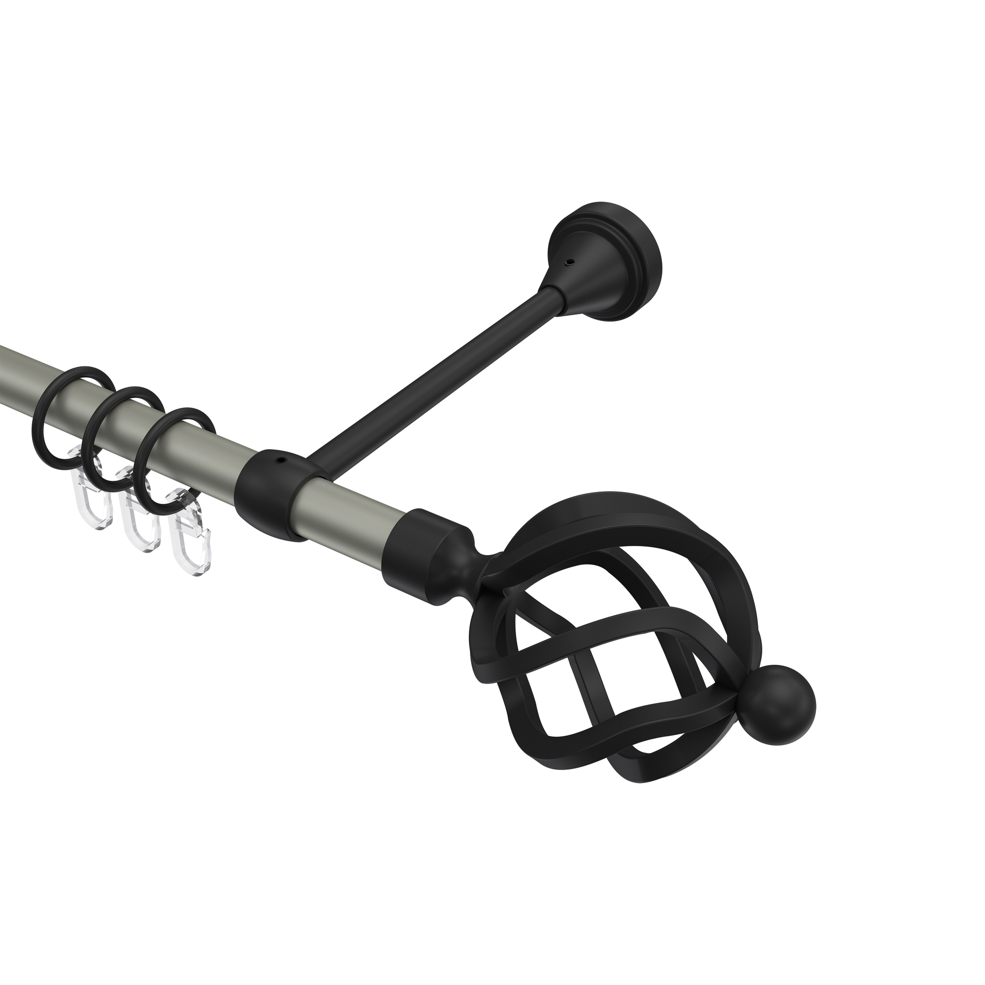 Vorhangstange Chrom matt / Schwarz, Metall 16 mm Ø Primus Paolo Vorhangstange Chrom matt / Schwarz, Metall 16 mm Ø Primus Paolo