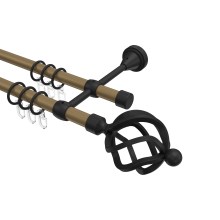 Vorhangstange Gold matt / Schwarz, Metall 16 mm Ø Primus Paolo, zweiläufig Vorhangstange Gold matt / Schwarz, Metall 16 mm Ø Primus Paolo, zweiläufig