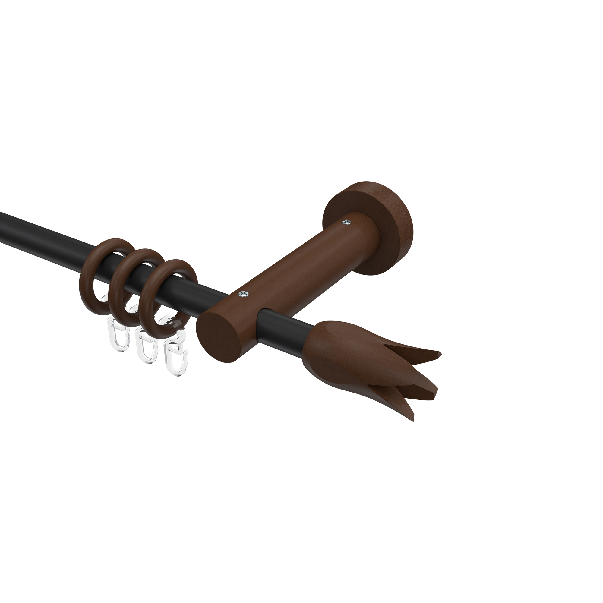 Gardinenstange 16 mm Ø Metall / Holz in Schwarz / Nussbaum lackiert Adrian Flower Gardinenstange 16 mm Ø Metall / Holz in Schwarz / Nussbaum lackiert Adrian Flower