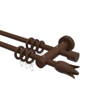 Vorhangstangen Holz Nussbaum lackiert doppelläufig 16 mm Ø Adrian Flower Vorhangstangen Holz Nussbaum lackiert doppelläufig 16 mm Ø Adrian Flower