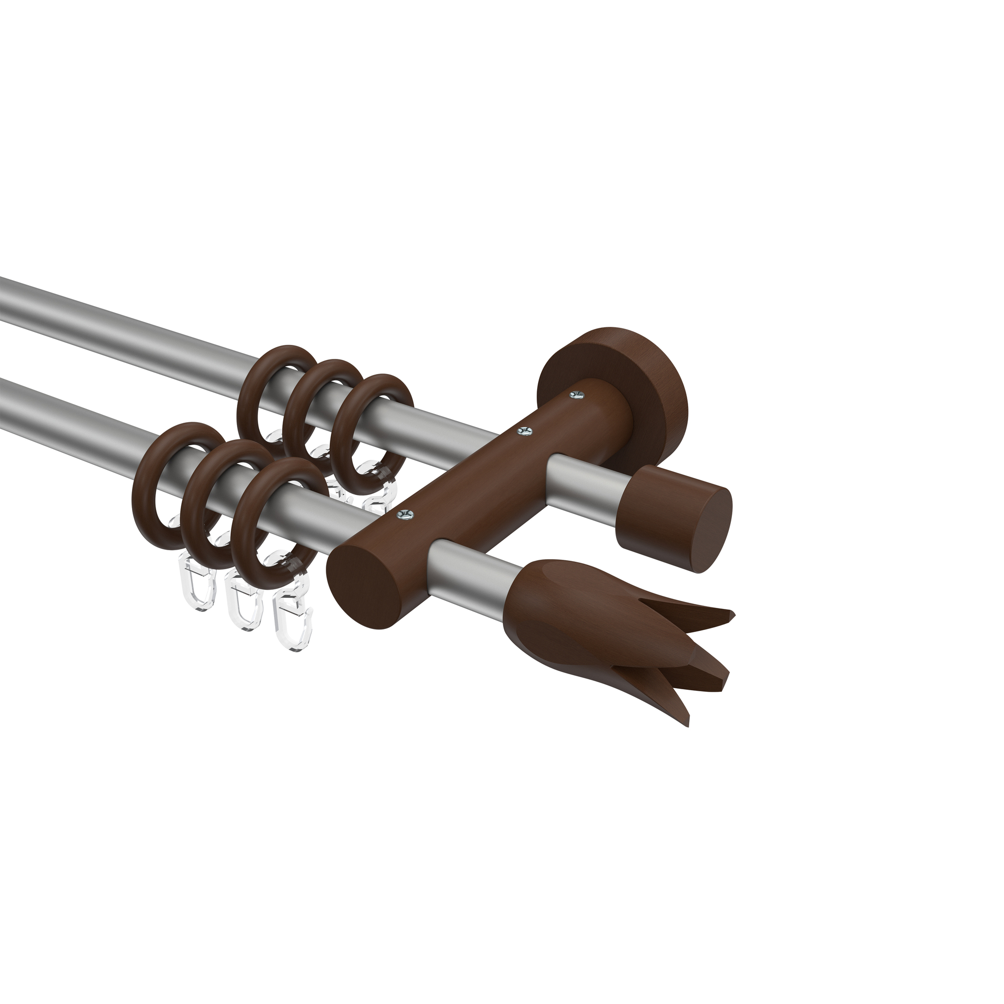 Stilgarnituren Silbergrau / Nussbaum lackiert doppelläufig 16 mm Ø Adrian Flower Stilgarnituren Silbergrau / Nussbaum lackiert doppelläufig 16 mm Ø Adrian Flower