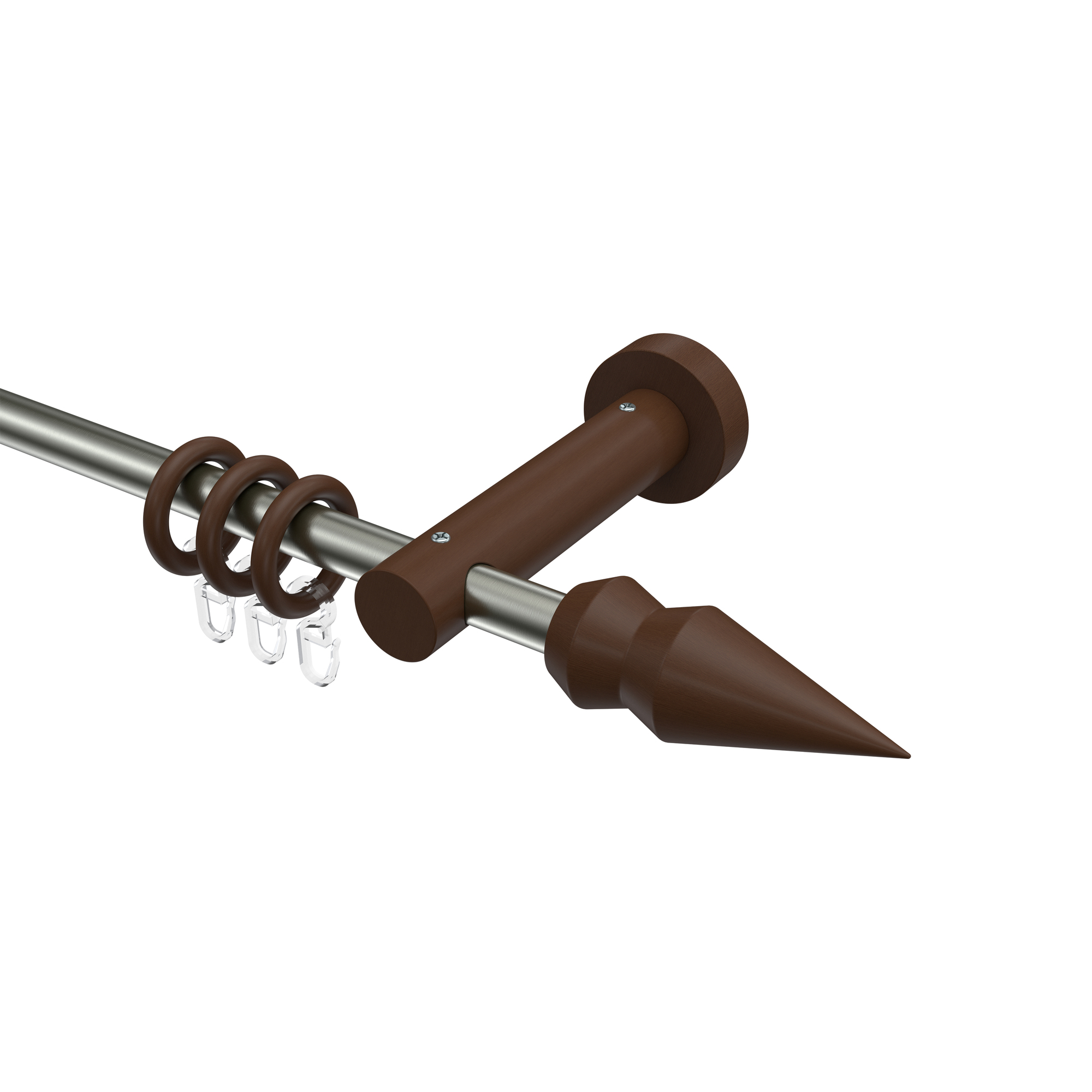 Gardinenstange 16 mm Ø Edelstahl / Holz Nussbaum lackiert Adrian Doman Gardinenstange 16 mm Ø Edelstahl / Holz Nussbaum lackiert Adrian Doman