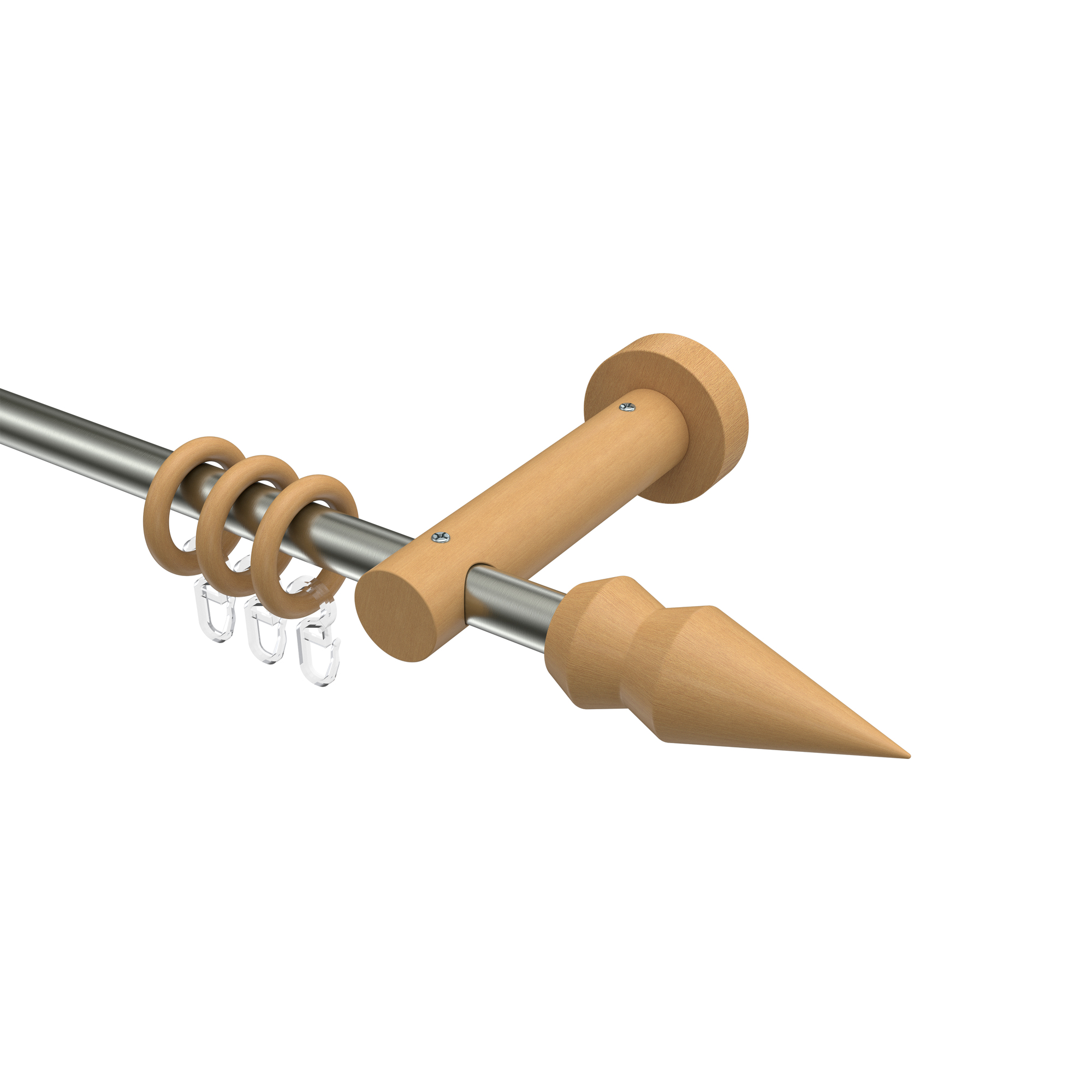 Vorhangstange Edelstahl / Holz Buche lackiert 16 mm Ø Adrian Doman Vorhangstange Edelstahl / Holz Buche lackiert 16 mm Ø Adrian Doman