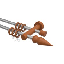 Metall / Holz Gardinenstange doppelläufig Silbergrau / Kirschbaum lackiert 16 mm Ø Adrian Doman Metall / Holz Gardinenstange doppelläufig Silbergrau / Kirschbaum lackiert 16 mm Ø Adrian Doman