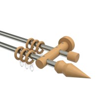 Gardinenstangen Metall / Holz in Edelstahl-Optik / Buche lackiert doppelläufig 16 mm Ø Adrian Doman Gardinenstangen Metall / Holz in Edelstahl-Optik / Buche lackiert doppelläufig 16 mm Ø Adrian Doman