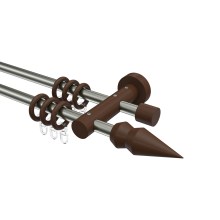 Vorhangstangen 16 mm Ø Edelstahl / Holz Nussbaum lackiert doppelläufig Adrian Doman Vorhangstangen 16 mm Ø Edelstahl / Holz Nussbaum lackiert doppelläufig Adrian Doman