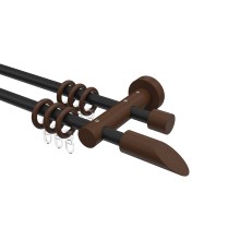Gardinenstangen 16 mm Ø Metall / Holz in Schwarz / Nussbaum lackiert doppelläufig Adrian Franca Gardinenstangen 16 mm Ø Metall / Holz in Schwarz / Nussbaum lackiert doppelläufig Adrian Franca