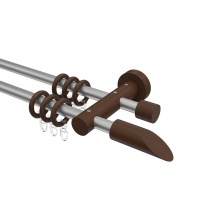 Gardinenstange Silbergrau / Nussbaum lackiert doppelläufig 16 mm Ø Adrian Franca Gardinenstange Silbergrau / Nussbaum lackiert doppelläufig 16 mm Ø Adrian Franca