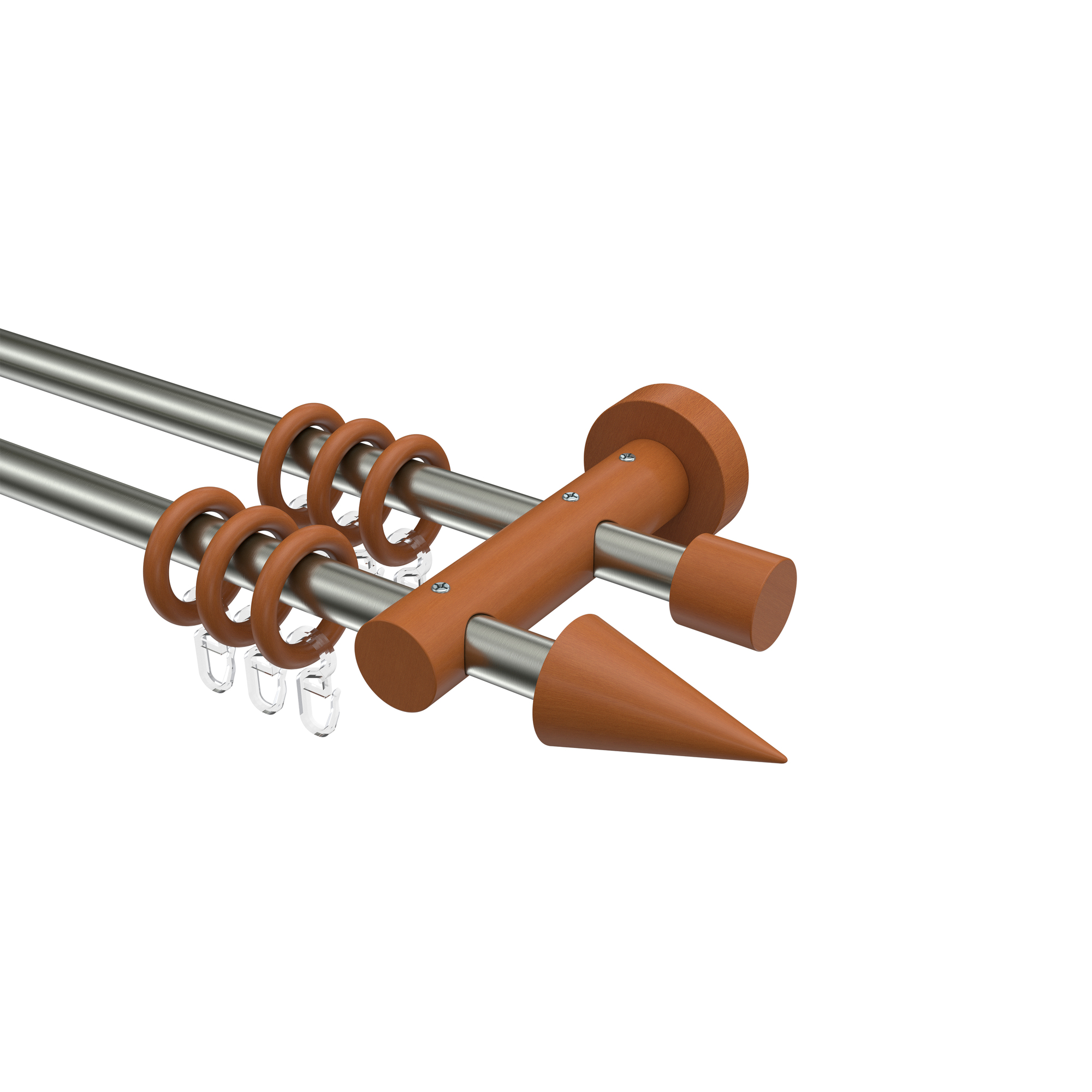 Gardinenstange Edelstahl / Holz Kirschbaum lackiert doppelläufig 16 mm Ø Adrian Holly Gardinenstange Edelstahl / Holz Kirschbaum lackiert doppelläufig 16 mm Ø Adrian Holly