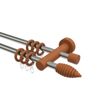 Metall / Holz Gardinenstange in Edelstahl-Optik / Kirschbaum lackiert doppelläufig 16 mm Ø Adrian Asta Metall / Holz Gardinenstange in Edelstahl-Optik / Kirschbaum lackiert doppelläufig 16 mm Ø Adrian Asta