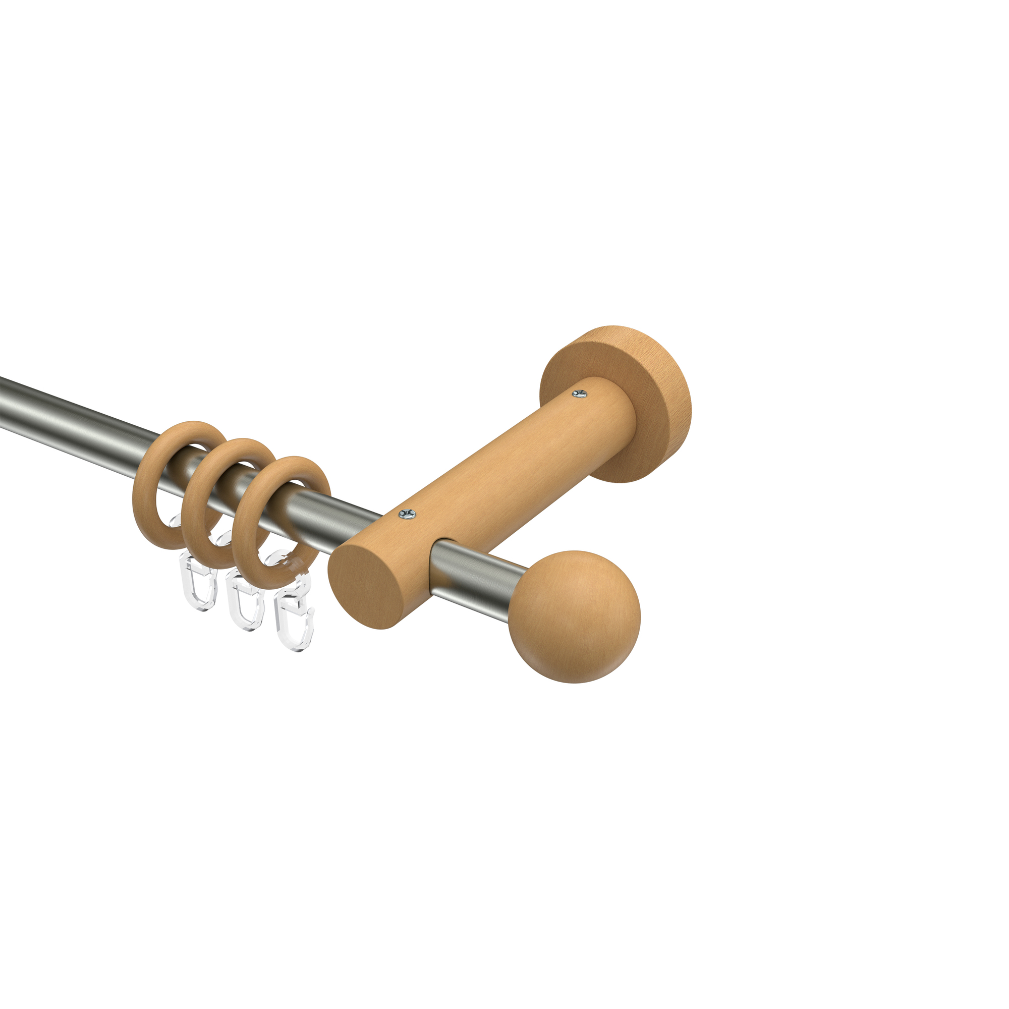 Vorhangstange Edelstahl / Holz Buche lackiert 16 mm Ø Adrian Geo Vorhangstange Edelstahl / Holz Buche lackiert 16 mm Ø Adrian Geo