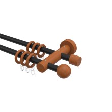 Metall / Holz Gardinenstange in Schwarz / Kirschbaum lackiert doppelläufig 16 mm Ø Adrian Geo Metall / Holz Gardinenstange in Schwarz / Kirschbaum lackiert doppelläufig 16 mm Ø Adrian Geo