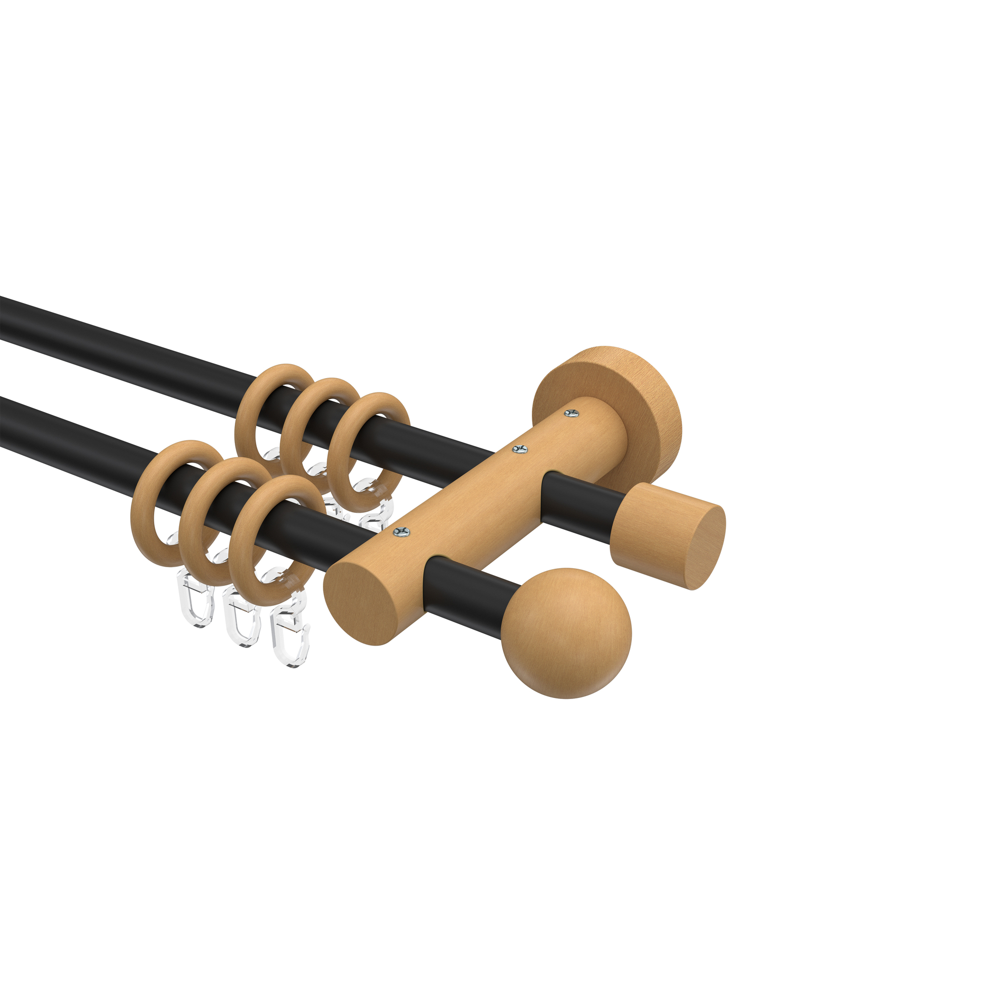 Schwarz / Buche Gardinenstangen doppelläufig 16 mm Ø Adrian Geo Schwarz / Buche Gardinenstangen doppelläufig 16 mm Ø Adrian Geo