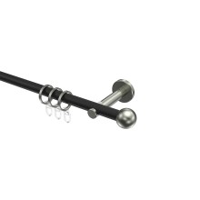 Gardinenstange Metall 16 mm Ø Medium Puros Schwarz/Edelstahl-Optik Gardinenstange Metall 16 mm Ø Medium Puros Schwarz/Edelstahl-Optik